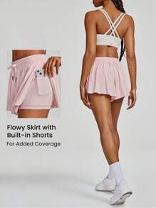 GLOWMODE Drawstring Pocket Mini Skort With Built-In Underwear Tennis Golf Summer Anti-Odor