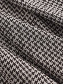 SHEIN MOD Checkered High-Waisted Full Flare Vintage Court Style Midi Skirt With Pearl Buttons - Perfect For Dates, Parties, And Holidays, Suitable For Tea Parties, Birthdays, Western Attire, Office Wear,Halloween Clothes,Winter Clothes For Women,Business Casual Woman - Khaki - View 4