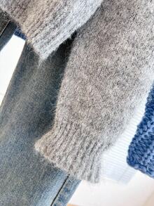 Franclia Casual Solid Color Cardigan With Bow Decor, Suitable For Autumn/Winter Fall Cloth For Women - Light Grey - View 4
