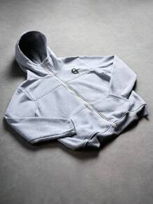 PAVTROS 男士 Streetrush 超大款拉链连帽卫衣，舒适街头风都市时尚休闲运动外套，冬季必备，灰色拉链连帽衫，拉链连帽衫，健身连帽衫，秋季长袖上衣