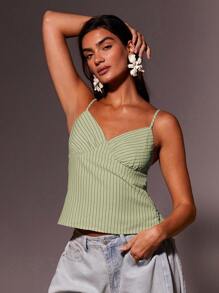 Athîral 女士条纹休闲无袖背心，时尚日常穿着 - 棕色 - 查看 5