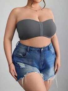 SHEIN CURVE+ Front Zip Plus Size Minimizer Padded Bra Tank Top, Curve Plus, Boho Vacation