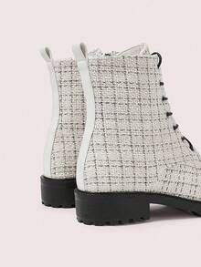 CUCCOO DOLLMOD Casual Versatile Minimalist Lace-Up Fashion Women Ankle Boots - Black and White - View 8