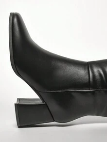 SHUZIA Women's Stylish & Comfortable Block Heel Knee-High Boots For Christmas Valentine's Day - Black - View 6