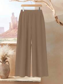 EMERY ROSE 2 件大码女士休闲条纹印花长袖宽松西装，优雅休闲上衣和裤子套装，适合春秋季