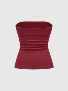 ROMWE Grunge Punk Spring/Summer Casual Baech Black Red Sexy Multi-Piece Black & White Solid Color Split Hem Women Tops - Red and Black - View 10