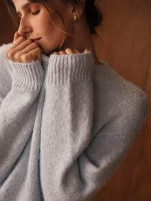 MOTF PREMIUM LIGHTWEIGHT OVERSIZED ROUND NECK SWEATER, AUTUMN/WINTER - Blue - View 7