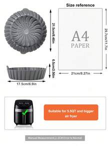 SHEIN Basic living 1 miếng đệm silicon nồi chiên không khí chống dính - Màu xám đen - Xem 7