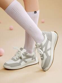 CUCCOO EASI 女士2025新款平底休闲运动鞋，轻便舒适防滑透气耐穿 - 灰色 - 查看 4