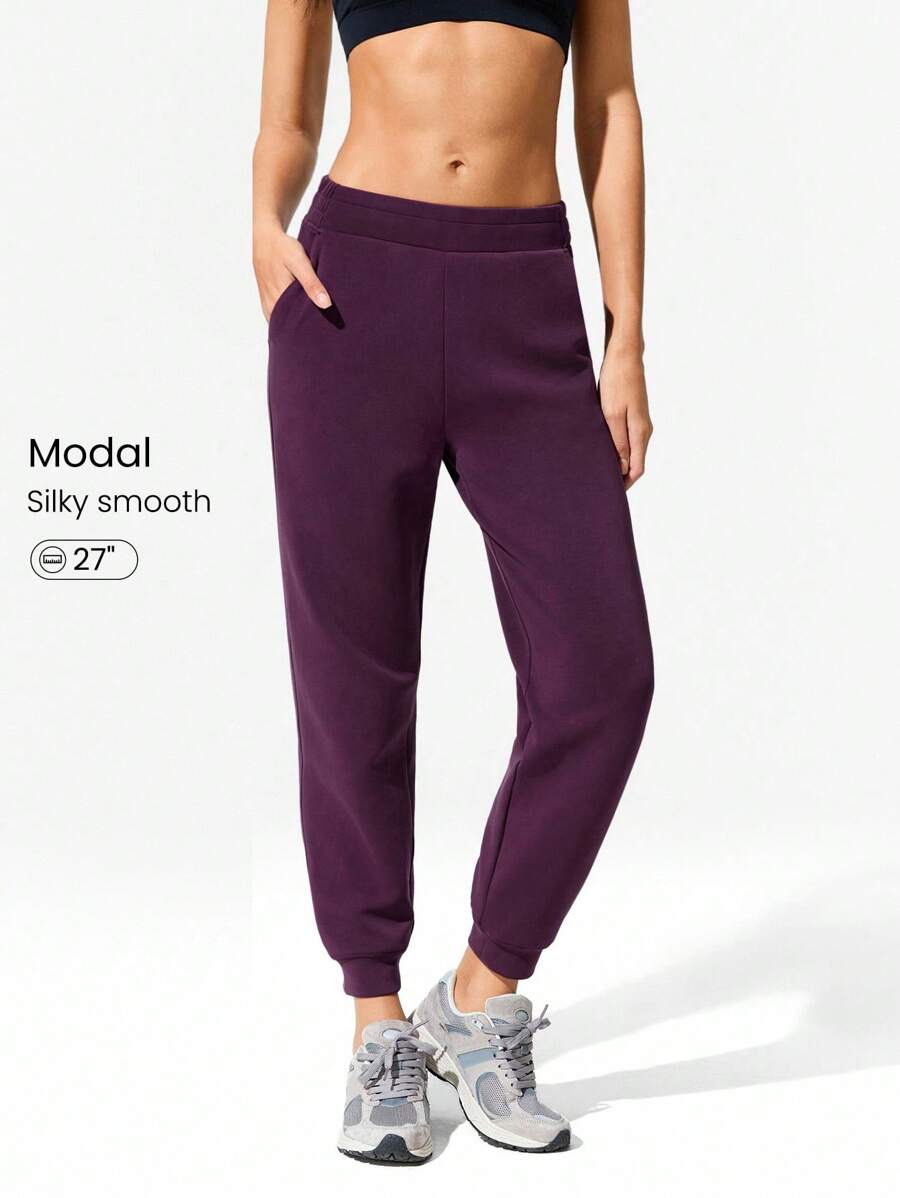 GLOWMODE Quần chạy bộ bỏ túi Modal có dây rút điều chỉnh vừa vặn Daily Lounge mùa thu - Cola anh đào - Xem 1