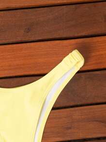 Swim Mod Solid Pale Yellow Swimwear Bottoms For Women, Summer - Yellow - View 5