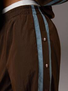Athîral Women's Elastic Waist Side Striped Wide Leg Loose Casual Pants Brown Pants Women Wide Leg Pants Snap Pants Track Pants Brown Track Pants - Coffee Brown - View 1