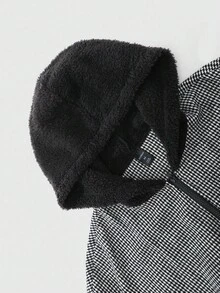 ROMWE MEN Street Life Chaqueta con capucha de pata de gallo y parches para hombre, ropa de abrigo casual de otoño/invierno - Negro - Ver 7