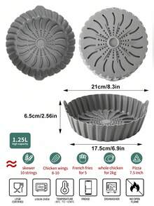 SHEIN Basic living 1pc Silicone Air Fryer Tray Air Fryer Kitchen Air Fryer Liners Air Fryer Paper Airfryer Air Frier - Grey - View 7