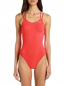 Nike 1 pieza Traje de baño de una sola pieza de unicolor, tipo halter y espalda descubierta, para deportes