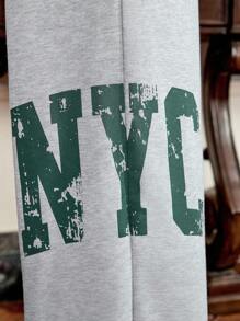 SWAVVY 男士休闲字母印花抽绳腰运动裤 - 灰色 - 查看 4