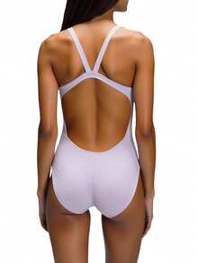 Nike Women's Casual Outdoor Fashionable Minimalist Open Back Wide Strap One-Piece - Purple - View 2