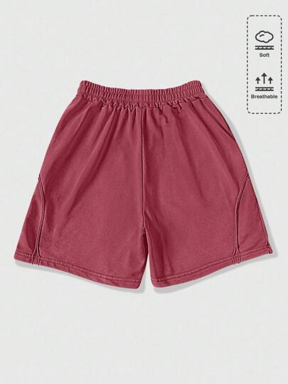 Grunge Punk Pantalones cortos casuales para hombres de unicolor, con bolsillo y cintura con cordón