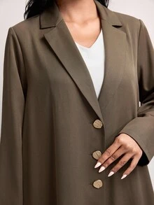 Veilorie Women's Casual Solid Color Lapel NeckSingle-Breasted Abaya, Modest Clothes Dubai Abaya Open Abaya Abaya With Blazer