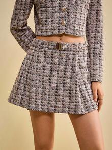 Muvela 2025 Autumn/Winter New Vintage Elegant Lady Luxurious Valentine's Day Date Afternoon Tea Party Wedding Birthday Formal Commute Casual Back To School Teacher's Day Plaid Low Waist A-Line Skirt