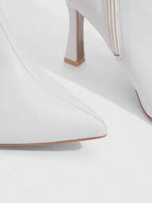 CUCCOO SZL 女士时尚尖头细高跟白色高筒靴，褶皱过膝靴，性感派对宴会夜总会高跟鞋 - 白色 - 查看 10