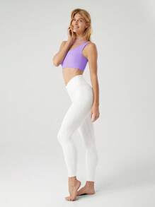 GLOWMODE Seamless Sweat-Wicking Just Breathe Cutout Asymmetrical Shoulder Sports Bra Low Impact Yoga Pilates Daily - Mauve Purple - View 8
