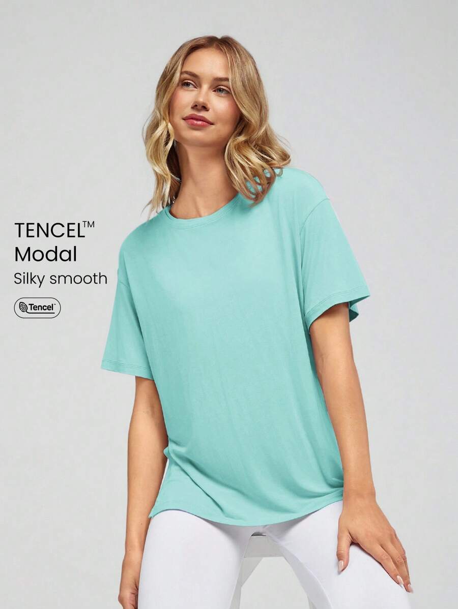 GLOWMODE Tencel Modal Oversized Everymode Tee Daily Casual Summer Compression Shirt - Mint Green - View 1