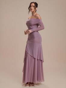 Modelyn Váy trễ vai xếp nếp lãng mạn thanh lịch thời trang dành cho nữ - Bụi hồng - Xem 6