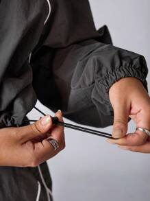 Exploreva 女士运动套装、返校装、毕业典礼、返校装、女士运动和瑜伽时尚运动服女士套装、慢跑和户外休闲装女士健身套装女士健身套装宽松版型、夹克和裤子套装、运动服 Y2k、 - 灰色 - 查看 6