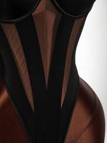 Amplova Solid Color Casual Fashionable Vacation Sexy Camisole Bodysuits For Women Mesh Bodysuit - Multicolor - View 4