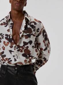 Musero Oversized Long Sleeve All Over Cow Print Button Through Shirt Spring Summer Wardrobe