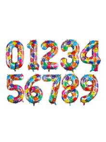 1pc Number Shape Aluminum Decorative Balloon, Creative For Party Decoration - Multicolor - View 1
