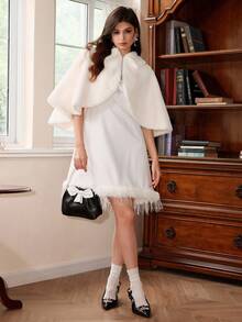 SHEIN MOD Women's Elegant Solid Color Faux Fur Coat, Autumn/Winter,Halloween Clothes,Winter Clothes For Women,Concert Outfits For Women,Fairycore,Winter Clothes Women