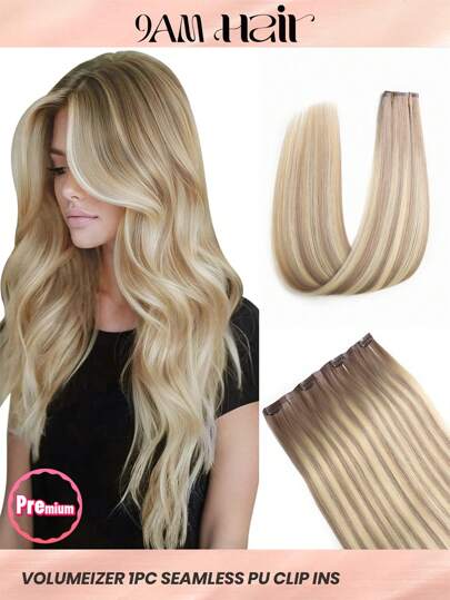 Seamless Clip Ins Volumizer 55g 1st TP18/613# 100% HQ Cuticle Aligne Remy Human Hair Naadloze PU Clip Ins Extensions Hairextensions Halloweenkostuums