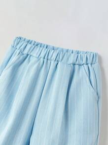 Maija Kids Maija Kids 2pcs/Set Striped Fabric Young Girl Tank Top & Wide Leg Pants - Blue - View 4