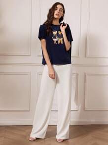 Briarwyn Elegant Off-White Women Pants For Autumn,Single-Breasted Button-Down Side Opening Woven Straight Leg,Business Casual Office Work,Old Money Clothes - Apricot - View 4