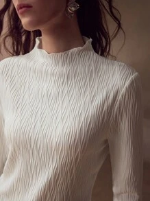 MOTF PREMIUM 纹理图案修身T恤 - 杏色 - 查看 1