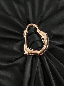 SHEIN MOD 加大码优雅纯色美人鱼派对礼服 - 黑色 - 查看 6