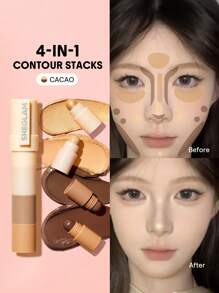 SHEGLAM 多效美顏筆-可可 8 色輪廓棒 不油膩 持久自然高光 兩用 多用途塑形 撫平細紋 奶油般輪廓 品牌 美容 化妝 化妝品 適合女性與女孩 完美搭配冬季春季 Y2K 時尚 流行 生日禮物 假期 派對準備就緒 最佳顏色 - Cacao - 查看 1