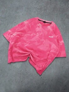 ROMWE MEN Anime Unisex Street Style American Design Zebra Print Short Sleeve T-Shirt - Hot Pink - View 3