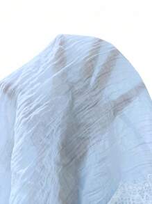 SHEIN Clasi Áo sơ mi nữ tay dài màu trơn, đơn hàng thường ngày, cỡ lớn, mùa xuân/thu - Màu xanh lam - Xem 7