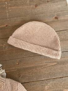 SHEIN 2 Stücke Baby Mädchen Set mit Rundhals Strickjacke Pullover & Leggings mit elastischem Bund, lässige koreanische Mode Outfit mit Mütze, bequem & weich für Herbst/Winter