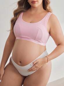 Moonlight&Mama Plus Size Women Solid Color Comfortable Adjustable Maternity & Nursing Bra - Pink - View 3