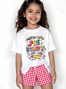 Back To School Girls Toddler Casual Fashion Creative Colorful Cartoon ...