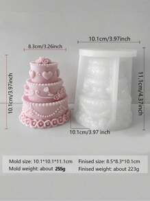 1Pc 3-Tier Heart & Rose Flower Silicone Mold Set For Candles, Resin Crafts - Perfect For Wedding Decorations & Birthday Party Aromatherapy Stones