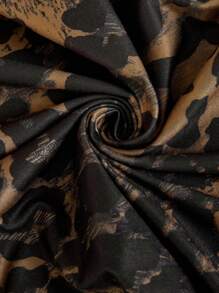 Lavishia Leopard Print Turtleneck Slim Fit Long Sleeve T-Shirt For Women - Multicolor - View 4