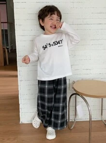 Hapijoa Young Boys' Loose Casual Basic Letter Print T-Shirt, Versatile For Layering Or Outerwear, Autumn Long Sleeve Tops Girl - White - View 5