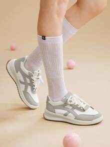 CUCCOO EASI 女士2025新款平底休闲运动鞋，轻便舒适防滑透气耐穿 - 灰色 - 查看 5