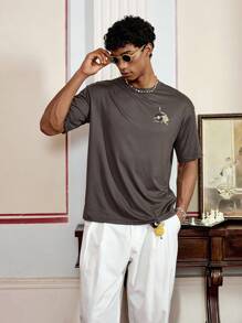 SWAVVY Music Festival T-Shirt Cassette Record Element Print Men's Loose Casual T-Shirt, Graphic Tee