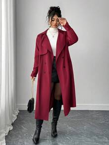 Elenzga Halloween Fashionable Elegant Long Red Windbreaker For Women Winter Fall Autumn